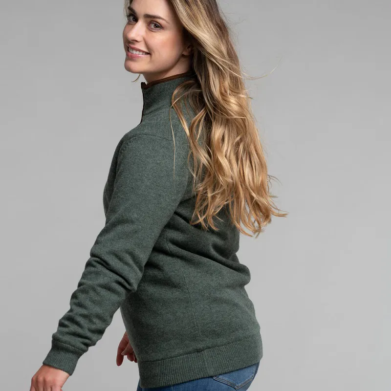 Schoffel Womens Lambswool Aerobloc 1/4 Zip Jumper Cedar Green-7